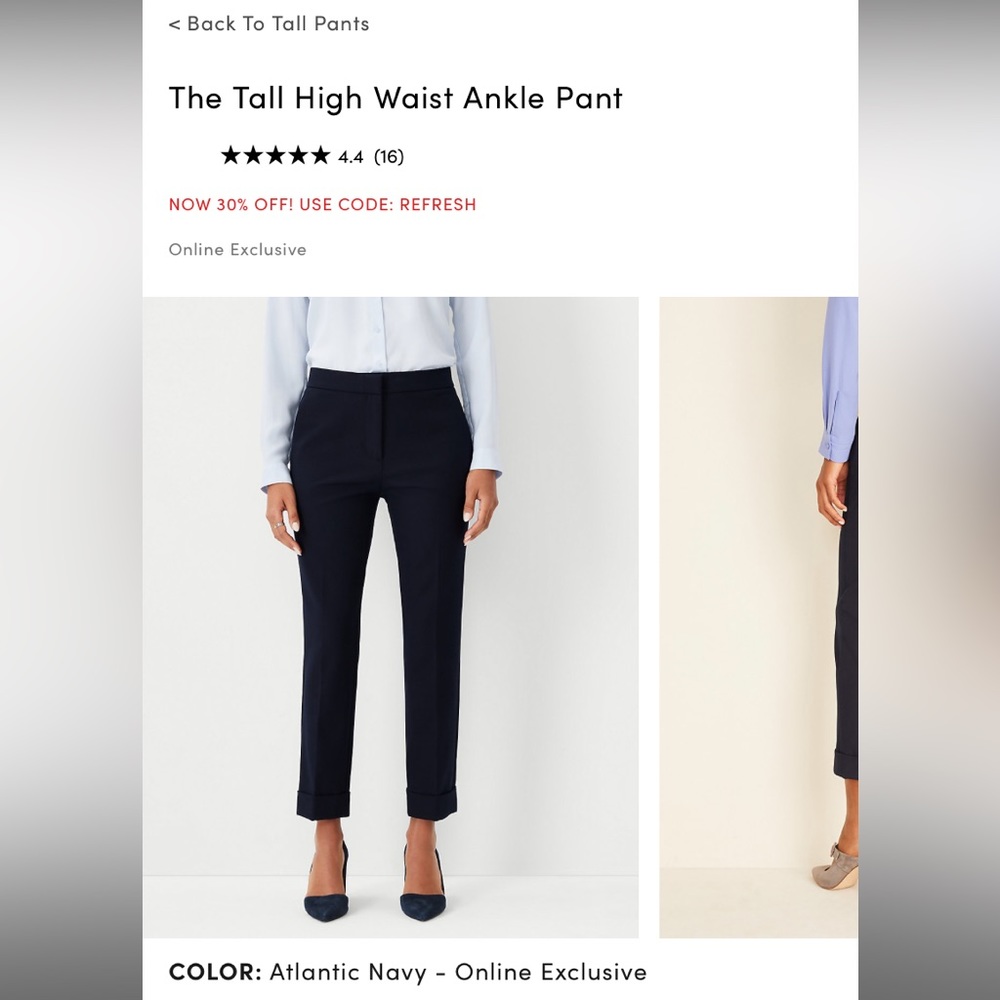 Ann Taylor The Tall High Waist Ankle Pant - Atlantic Navy